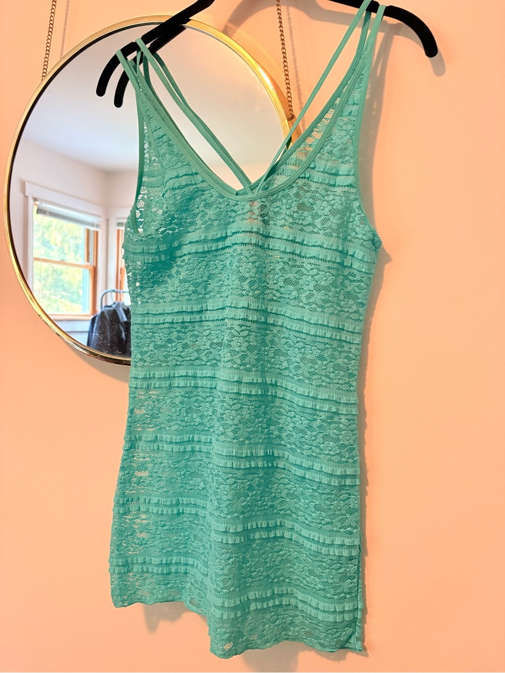 Express Teal Lace Strappy Slip